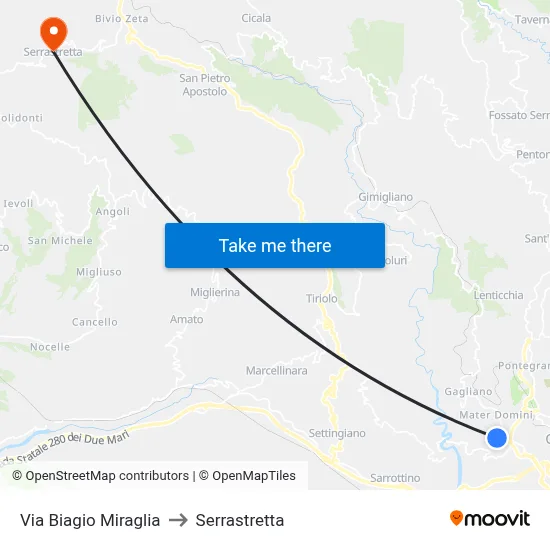 Biagio Miraglia Street to Serrastretta map
