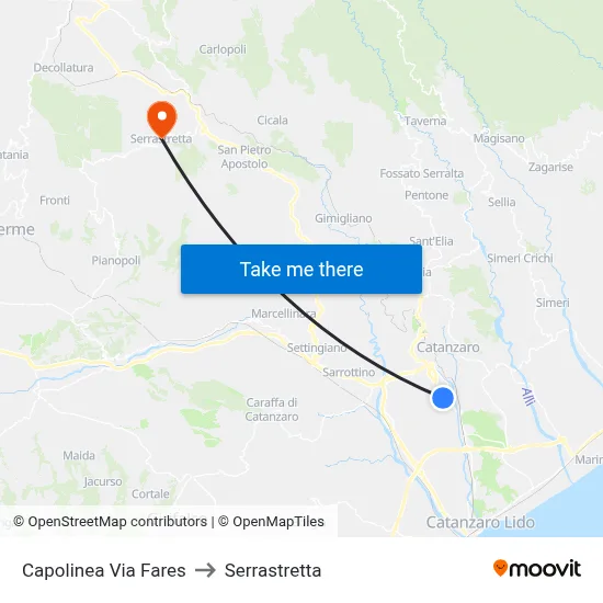 Via Fares Terminal to Serrastretta map