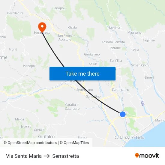 Santa Maria Street to Serrastretta map