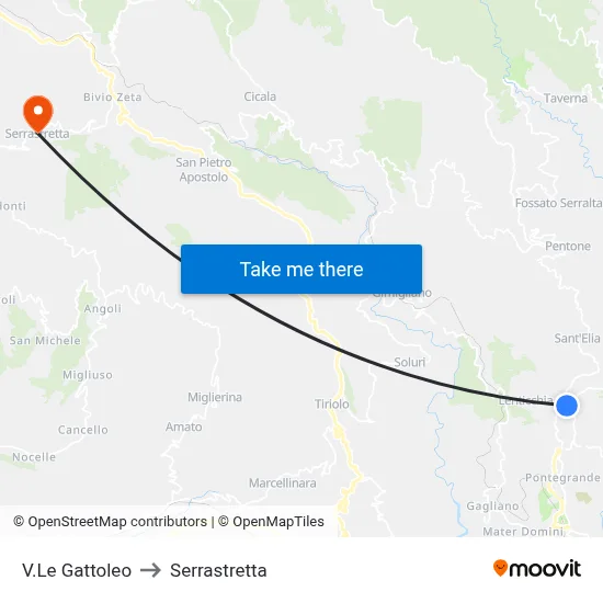 Gattoleo Avenue to Serrastretta map