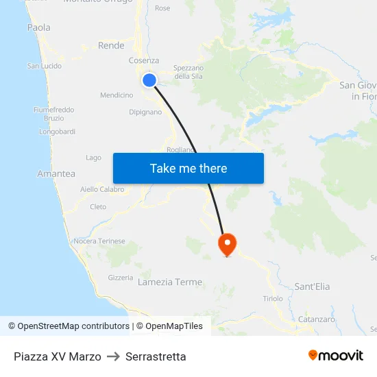 March 15th Square to Serrastretta map