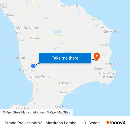 Provincial Road 93 - Martirano Lombardo to Scandale map