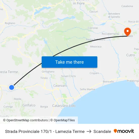 Provincial Road 170/1 - Lamezia Terme to Scandale map
