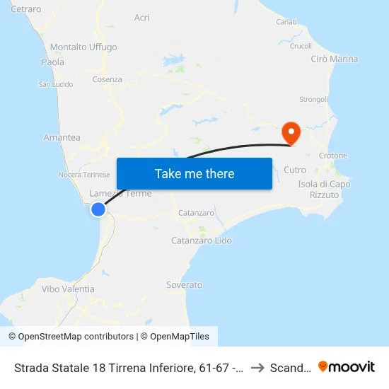 State Road 18 Tirrena Inferiore, 61-67 - Gizzeria to Scandale map