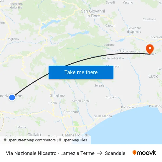 Via Nazionale Nicastro - Lamezia Terme to Scandale map
