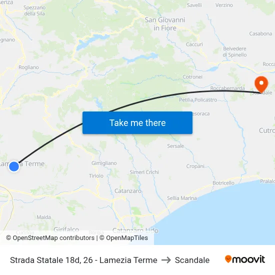 State Road 18d, 26 - Lamezia Terme to Scandale map