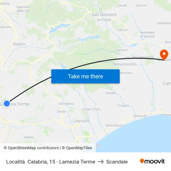Calabria Location, 15 - Lamezia Terme to Scandale map