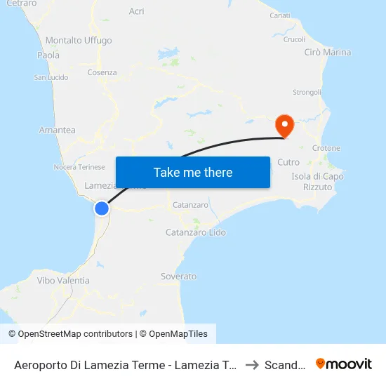 Lamezia Terme Airport - Lamezia Terme to Scandale map