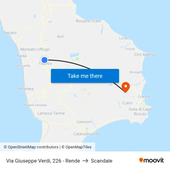 Via Giuseppe Verdi, 226 - Rende to Scandale map