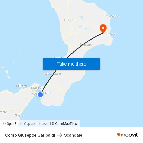 Giuseppe Garibaldi Avenue to Scandale map