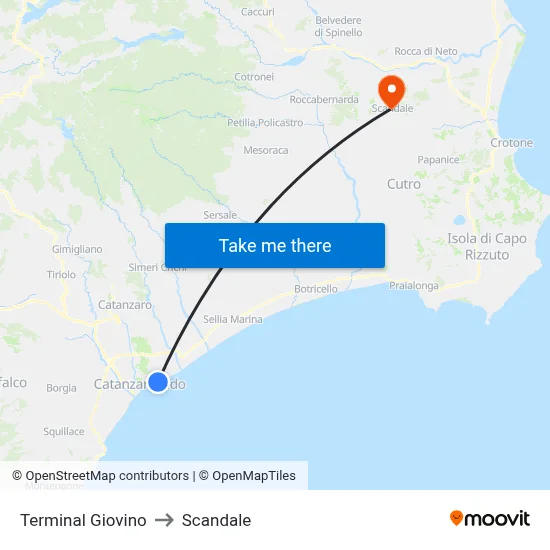 Giovino Terminal to Scandale map