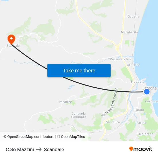 Mazzini Course to Scandale map