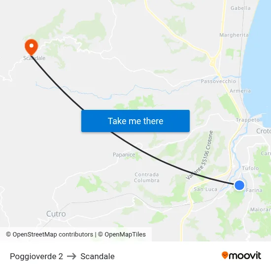Poggioverde 2 to Scandale map