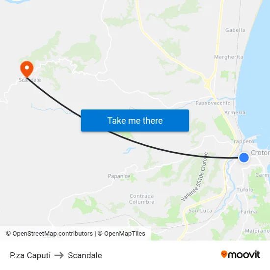 Caputi Square to Scandale map
