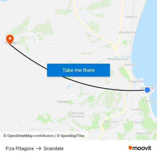 Pitagora Square to Scandale map