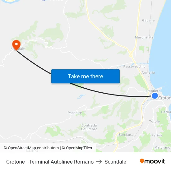 Crotone - Romano Bus Terminal to Scandale map