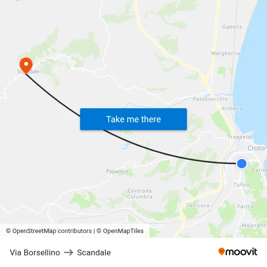 Borsellino Street to Scandale map
