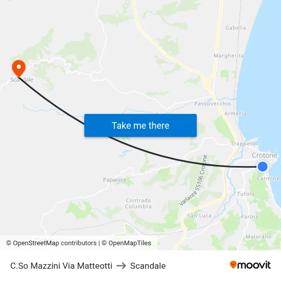 Mazzini Course Via Matteotti to Scandale map