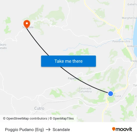 Poggio Pudano (Erg) to Scandale map