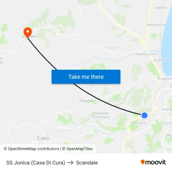 SS Jonica (Nursing Home) to Scandale map