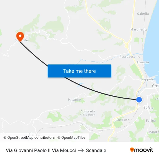 John Paul II Street Via Meucci to Scandale map