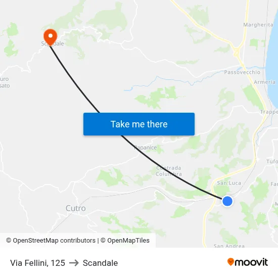 Via Fellini, 125 to Scandale map