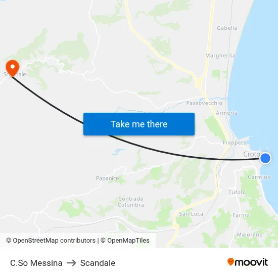 Messina Course to Scandale map