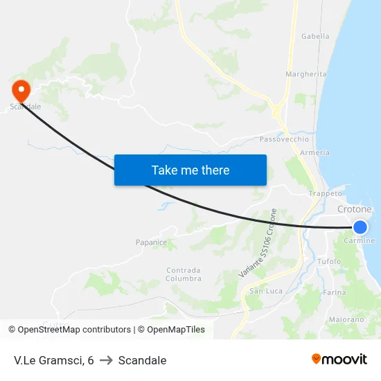 Gramsci Avenue, 6 to Scandale map