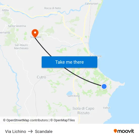 Via Lichino to Scandale map