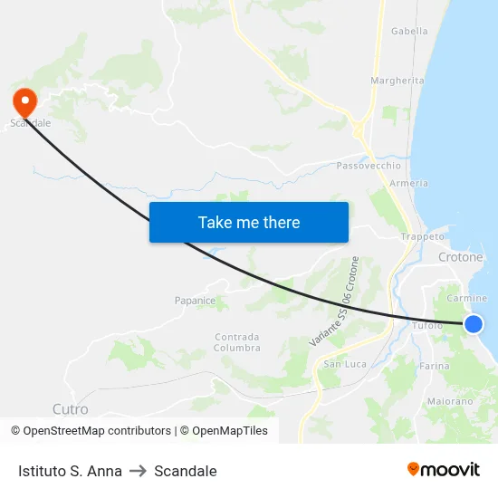 S. Anna Institute to Scandale map