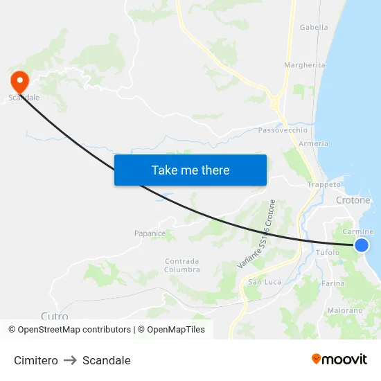 Cemetery to Scandale map