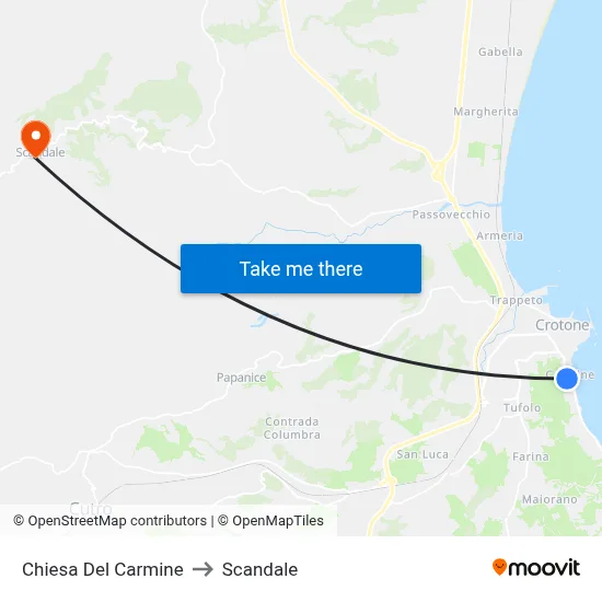 Carmine Church to Scandale map