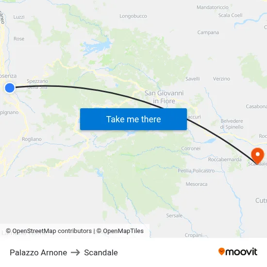 Arnone Palace to Scandale map