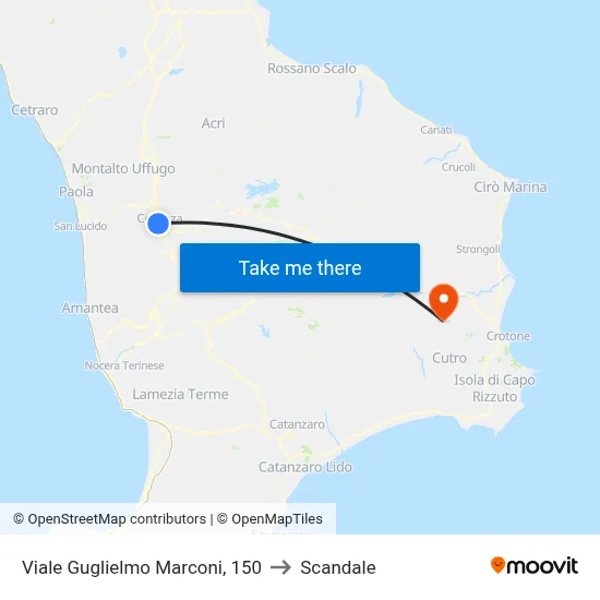 Viale Guglielmo Marconi, 150 to Scandale map