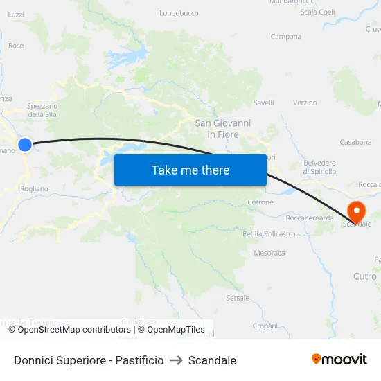 Upper Donnici - Pasta Factory to Scandale map