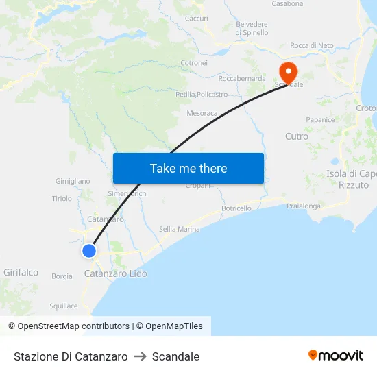 Catanzaro Station to Scandale map