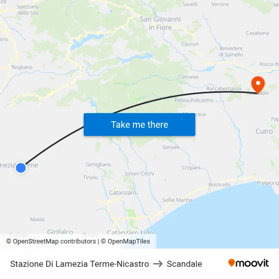 Lamezia Terme-Nicastro Station to Scandale map