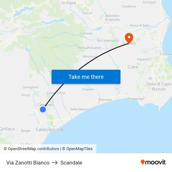 Zanotti Bianco Street to Scandale map