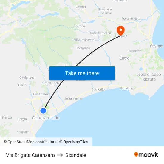 Catanzaro Brigade Street to Scandale map