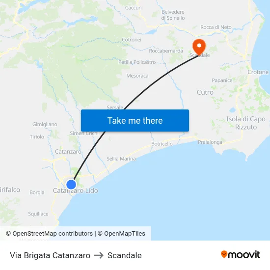 Catanzaro Brigade Street to Scandale map