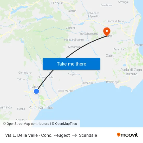 Via L. Della Valle - Peugeot Dealership to Scandale map
