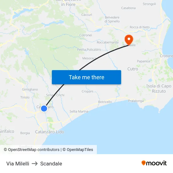 Via Milelli to Scandale map