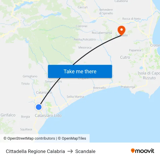 Calabria Region Citadel to Scandale map