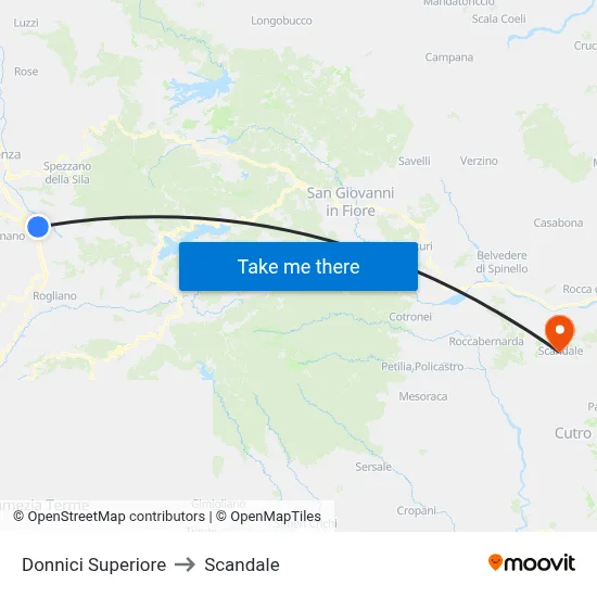 Upper Donnici to Scandale map