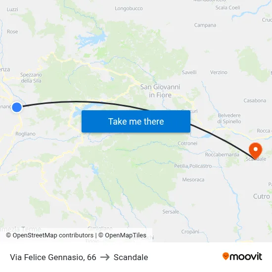 Via Felice Gennasio 66 to Scandale map