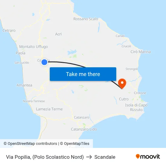 Via Popilia (North School Complex) to Scandale map