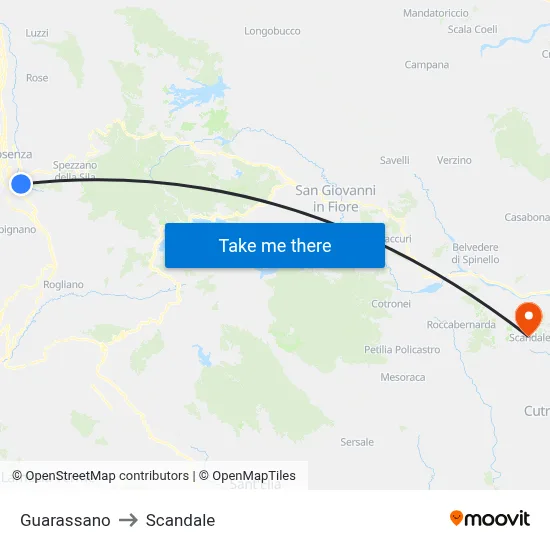Guarassano to Scandale map