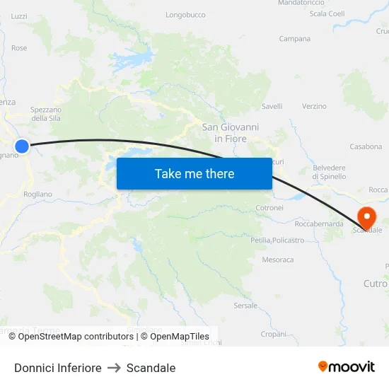 Donnici Inferiore to Scandale map