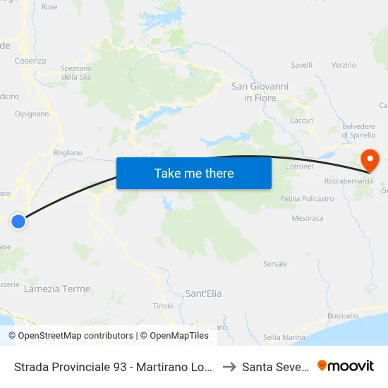 Provincial Road 93 - Martirano Lombardo to Santa Severina map