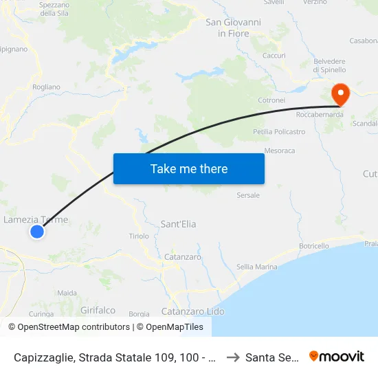Capizzaglie, State Road 109, 100 - Lamezia Terme to Santa Severina map